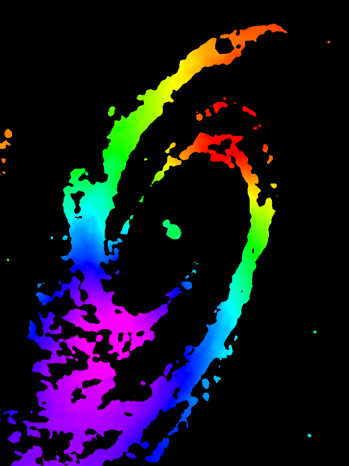 Image of the Doppler shifting of the 21 cm radio line emission from hydrogen gas within M81